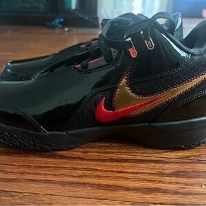 Nike Black and Red Sneakers with Gold Accents